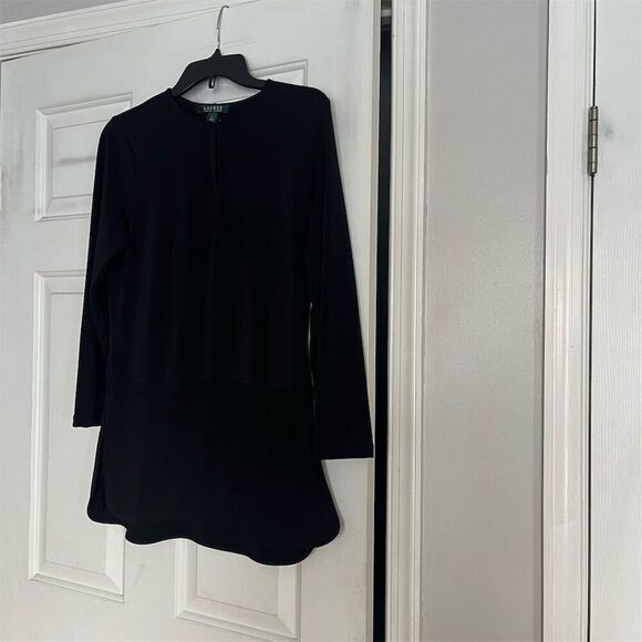 Lauren Ralph Lauren Women's Black Keyhole Peplum Blouse Size S - Picture 2 of 6